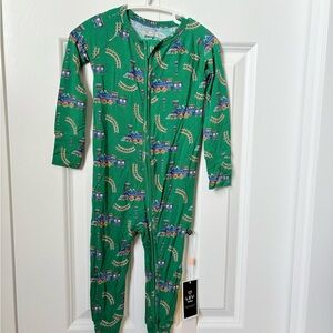 Lev 12-18M Kids Green Train Print One Piece